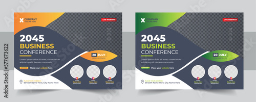 Corporate horizontal business conference flyer template, Annual corporate business workshop, meeting, training, business webinar flyer design