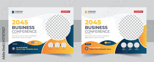 Business webinar invitation design, Webinar and business conference social media banner template, Online live webinar banner invitation, Business conference flyer, Modern banner design template vector