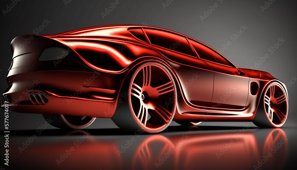 Naklejka premium Futuristic luxury car. 3d Model. Generative Ai. 