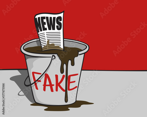 Fake News - bucket of slop with dirty newspaper