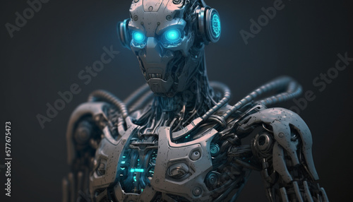 a 3d model of a humanoid robot with glowing eyes - V4. Generative AI