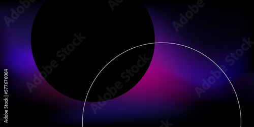 Black wide banner with circular copy space