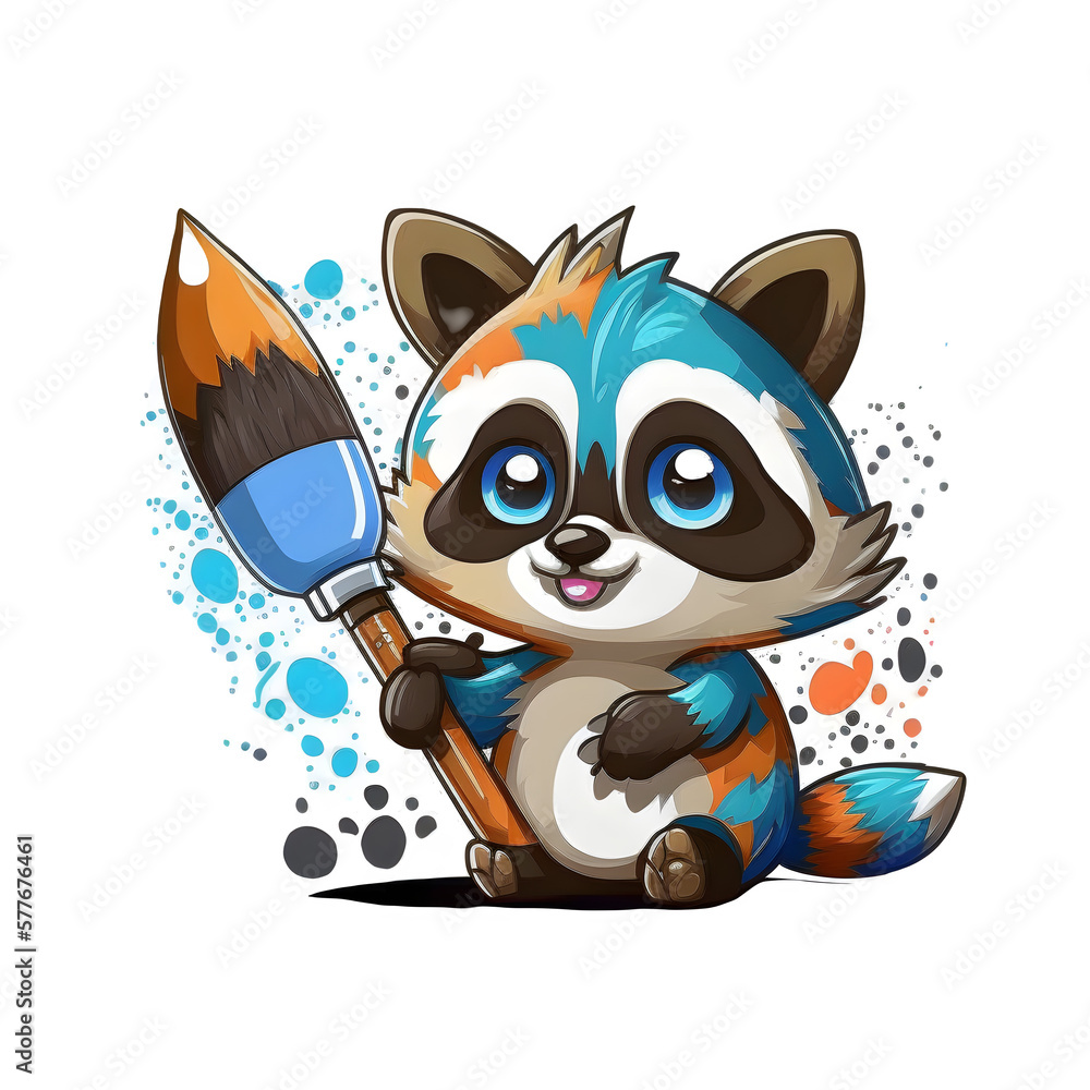 Artistic Raccoon! Bring some creativity to your home with this cute illustration Artistic Raccoon! Bring some creativity to your home with this cute illustration