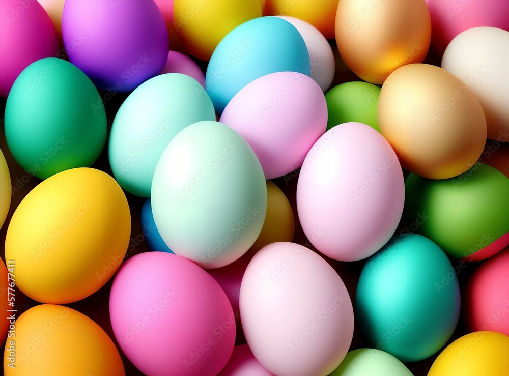 many colorful Easter eggs background, Generative AI