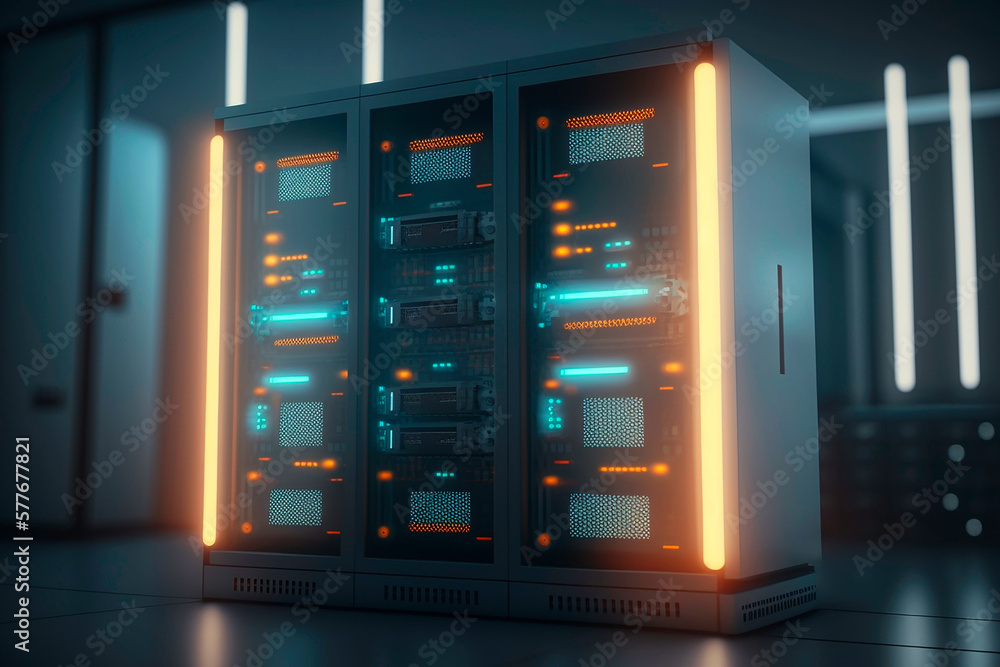 server room full of servers. AI generativ.
