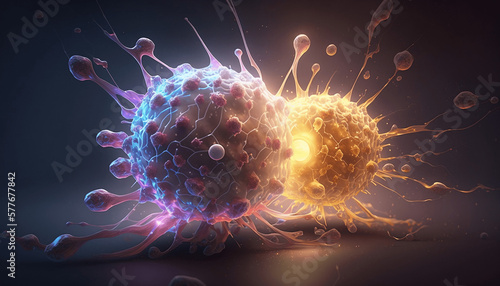 Cancer cell attacking another cell