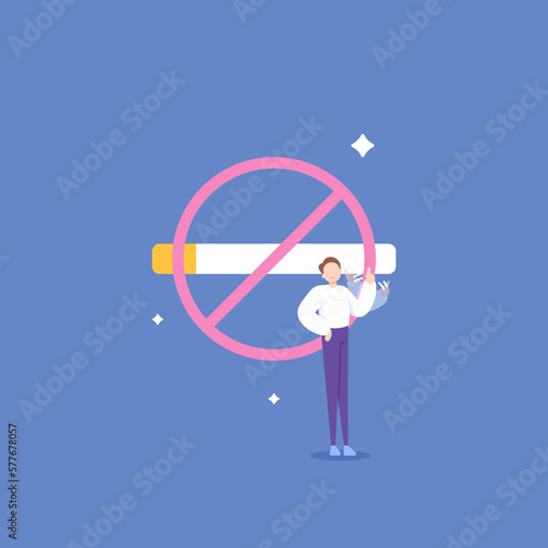 NO SMOKING AREA. stop smoking for a healthy life. no smoking sign. a man tells to not smoke. discontinue bad habits and unhealthy. illustration concept design. element vector