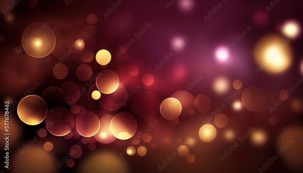Wallpaper with a glamorous abstract maroon bokeh background. Generative AI