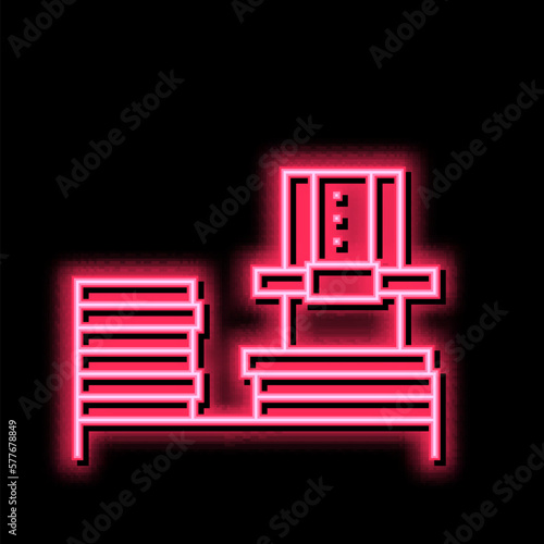 plywood factory equipment neon glow icon illustration