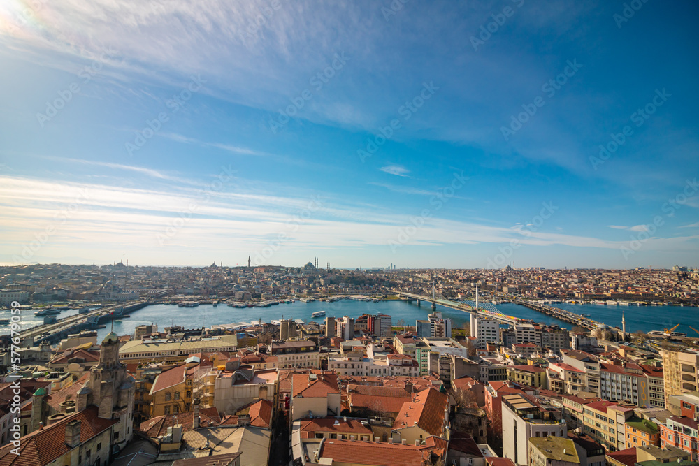 Wide angle view of Istanbul from Galata Tower