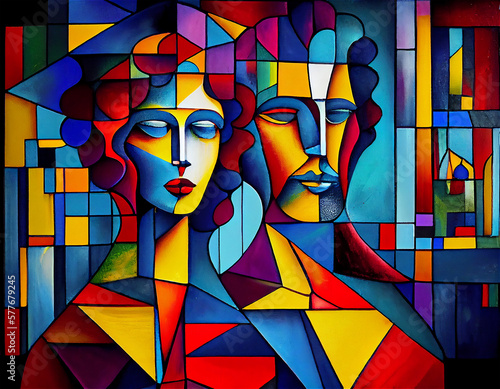Abstract portrait of a man and a woman