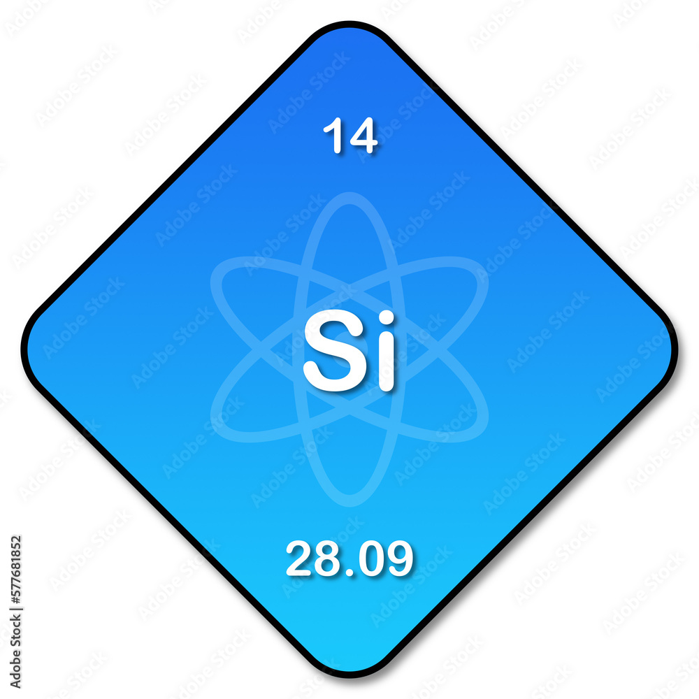 illustrazione con elemento della tavola periodica degli elementi Silicio su sfondo trasparente illustrazione con elemento della tavola periodica degli elementi Silicio su sfondo trasparente