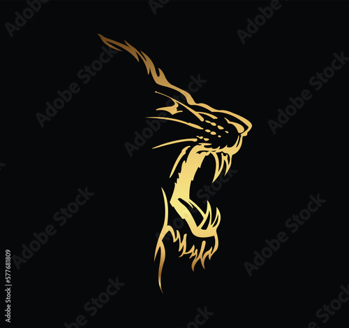 Gold Lion Head Vector Logo Template