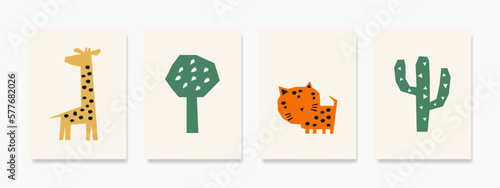 Photography Animal-themed wall art, featuring charming creatures such as giraffes and cheetahs