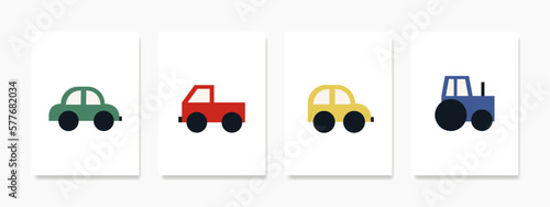 wall art featuring vehicles such as cars and trucks. This artwork adds a fresh and dynamic touch to any space and is perfect for decorating kids' rooms, banners, posters, and other decorative purposes