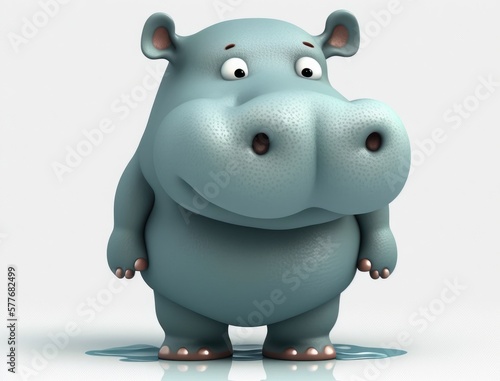 Cute Hippopotamus Cartoon Character