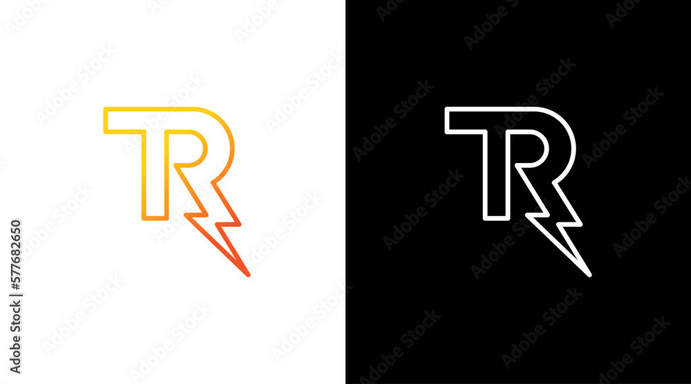 bolt Letter tr logo and lightning thunder monogram icon Design template bolt Letter tr logo and lightning thunder monogram icon Design template