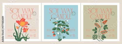 Abstract botanical vector cosmetics printable label design template for branding, packaging design