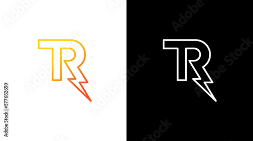bolt Letter tr logo and lightning thunder monogram icon Design template
