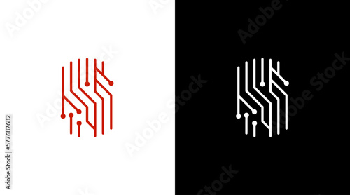 wire system logo monogram icon Design template