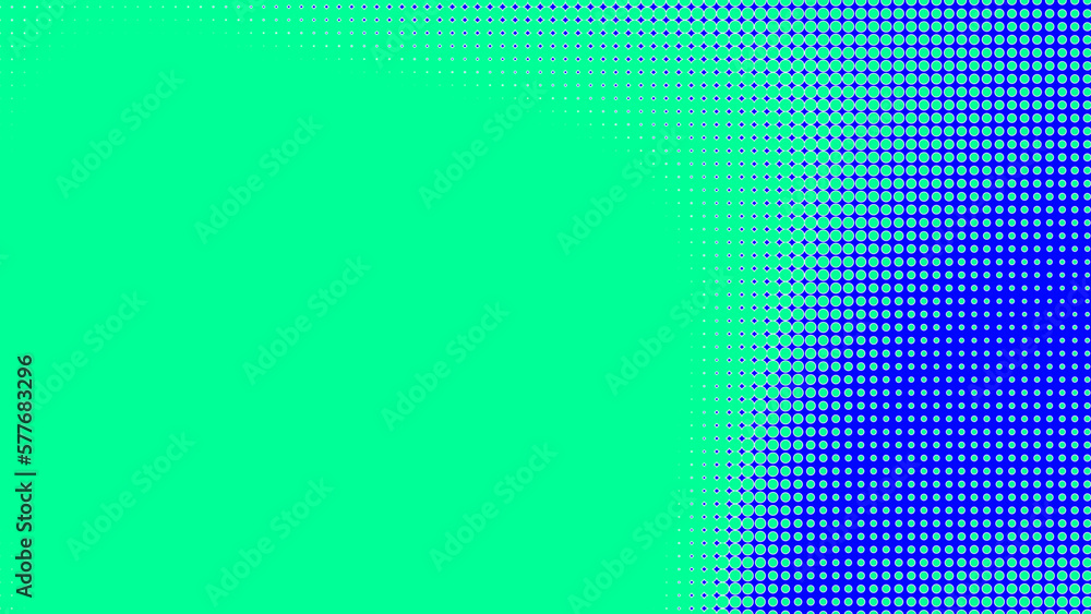 Obraz premium Dots halftone green blue color pattern gradient texture with technology digital background. Dots pop art comics with summer background.