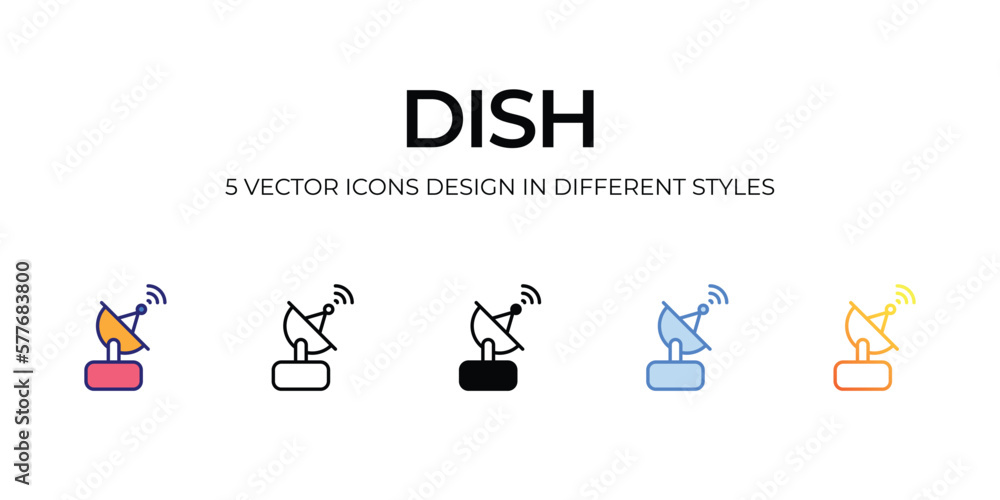 dish Icon Design in Five style with Editable Stroke. Line, Solid, Flat Line, Duo Tone Color, and Color Gradient Line. Suitable for Web Page, Mobile App, UI, UX and GUI design. dish Icon Design in Five style with Editable Stroke. Line, Solid, Flat Line, Duo Tone Color, and Color Gradient Line. Suitable for Web Page, Mobile App, UI, UX and GUI design.