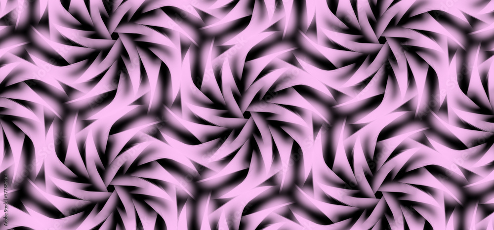 Fototapeta premium Modern pink flower repeated pattern on black background 