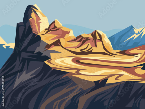 Mountains, Beautiful mountain peak landscape.