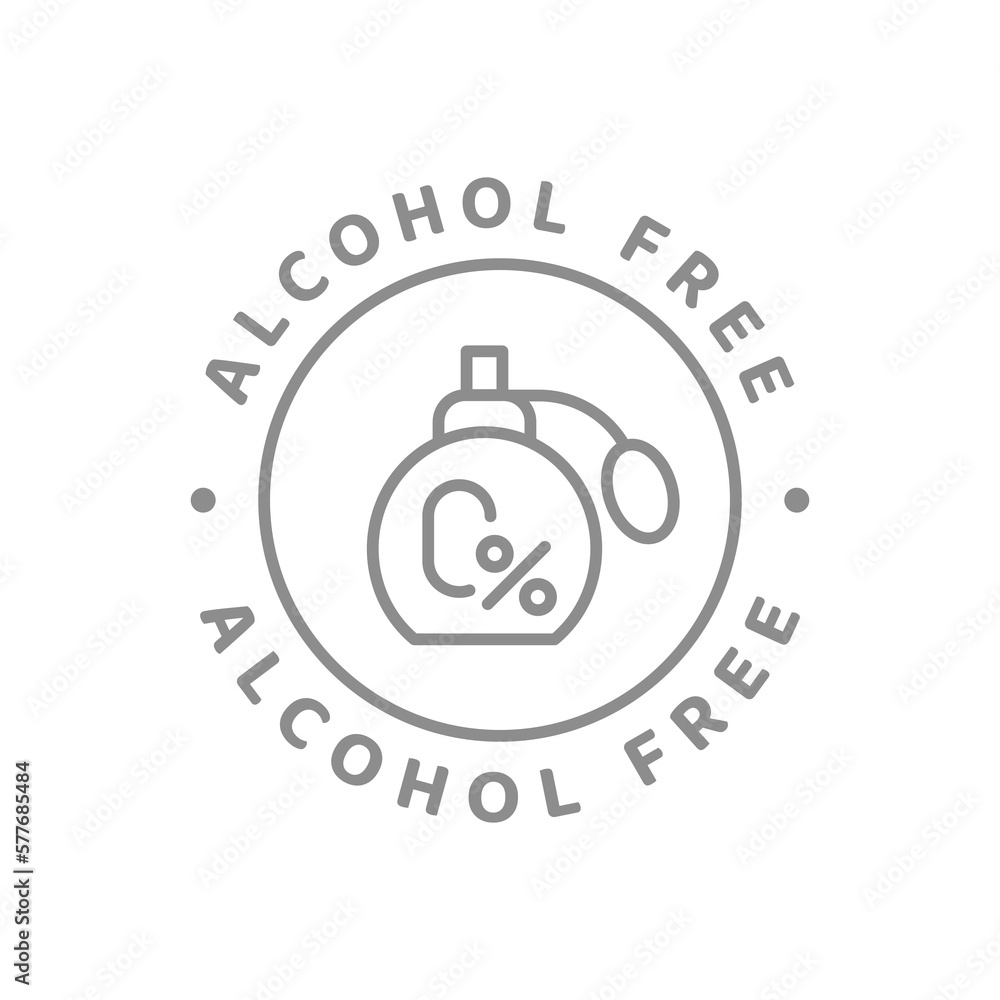 Alcohol free vector icon. Ingredients label badge, no alcohol. Alcohol free vector icon. Ingredients label badge, no alcohol.