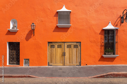 Scenic colorful colonial architecture of Cuernavaca streets in Mexico Morelos. photo