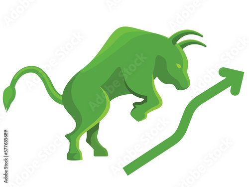 Bull Market, Bull or bullish run; Bear or bearish market trend in stocks. Trade exchange, green up or red down arrows graph. Cryptocurrency price chart. Global economy crash or boom