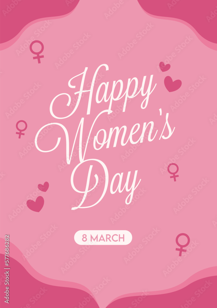 women's day poster template vector illustration with pink background 