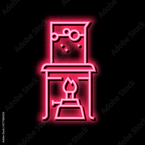 burner boiling chemical liquid neon glow icon illustration