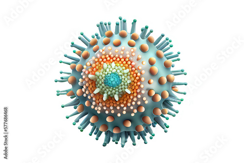 Image illustration of coronavirus and influenza 3D virus icon. Isolated on white Background. Generative ai