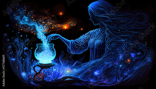 Leinwand Poster Fairy magic potion - By Generative AI