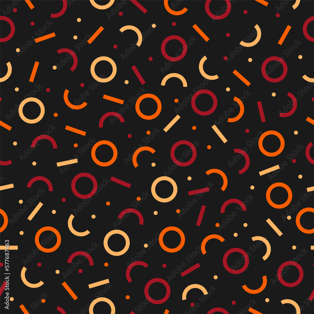 Seamless pattern with colorful memphis design and black background Seamless pattern with colorful memphis design and black background