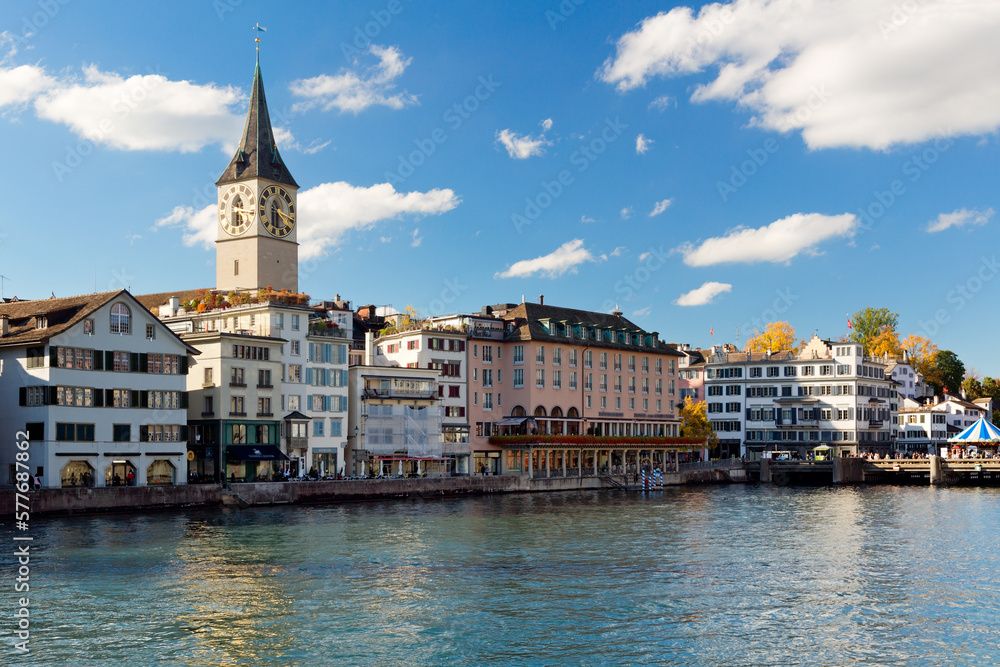 Old town of Zurch, Lake Zurich, Switzerland - obrazy, fototapety, plakaty 