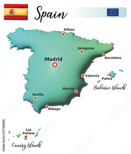 Spanien, Fläche und Flagge