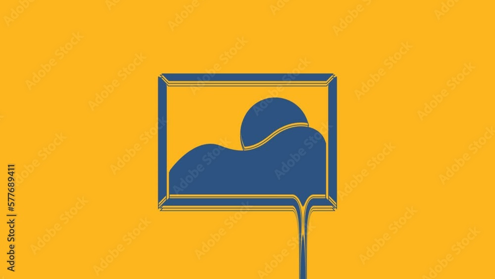 Blue Picture landscape icon isolated on orange background. 4K Video motion graphic animation Blue Picture landscape icon isolated on orange background. 4K Video motion graphic animation