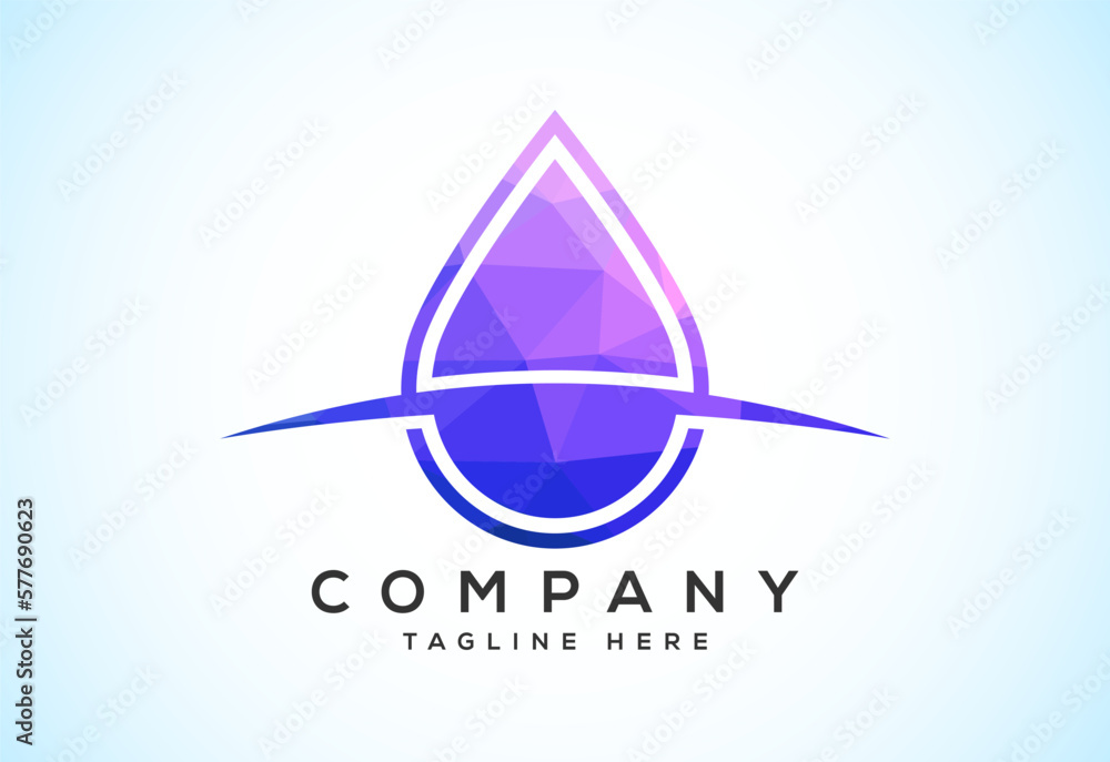 Fototapeta premium Abstract polygonal water drop logo sign symbol. Low poly water drop Logo. Geometric triangle shapes