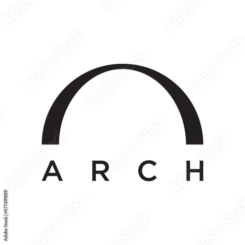 Abstract elements of arch line vector logo, for the construction of doors, windows, buildings and architecture. On a black and white isolated background.