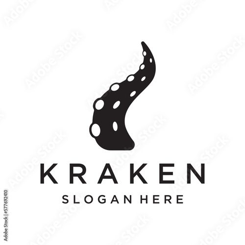 Sea octopus or kraken hipster logo creative template isolated on background.