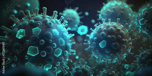 Viruses cells Background, Viral disease epidemic. Generative Ai © CYBERUSS