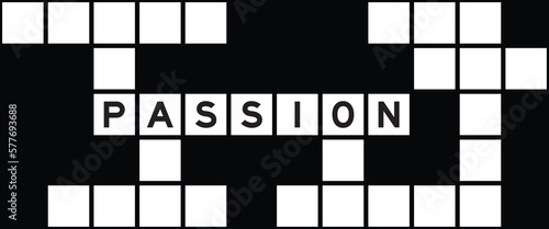 Alphabet letter in word passion on crossword puzzle background