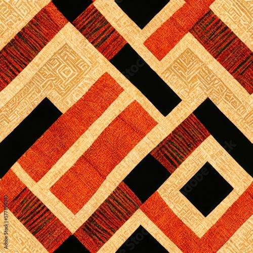 Seamless pattern of asian-inspired nature motifs