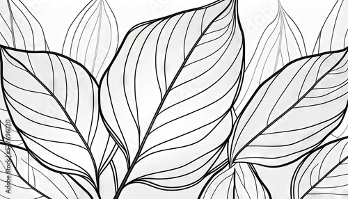  a black and white drawing of a leafy plant with thin lines. generative ai