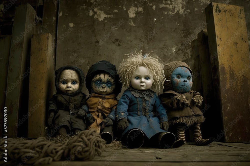 Scary dolls in the abondoned building