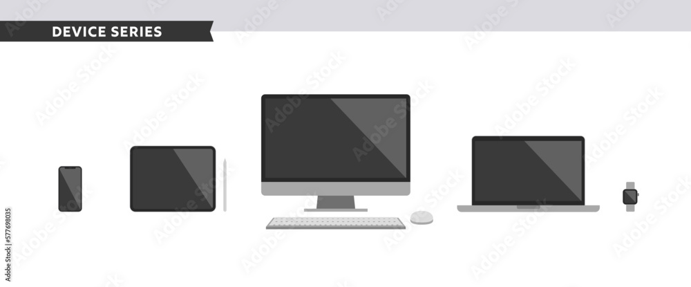 PC・スマホなどの様々なデバイスのイラストセット