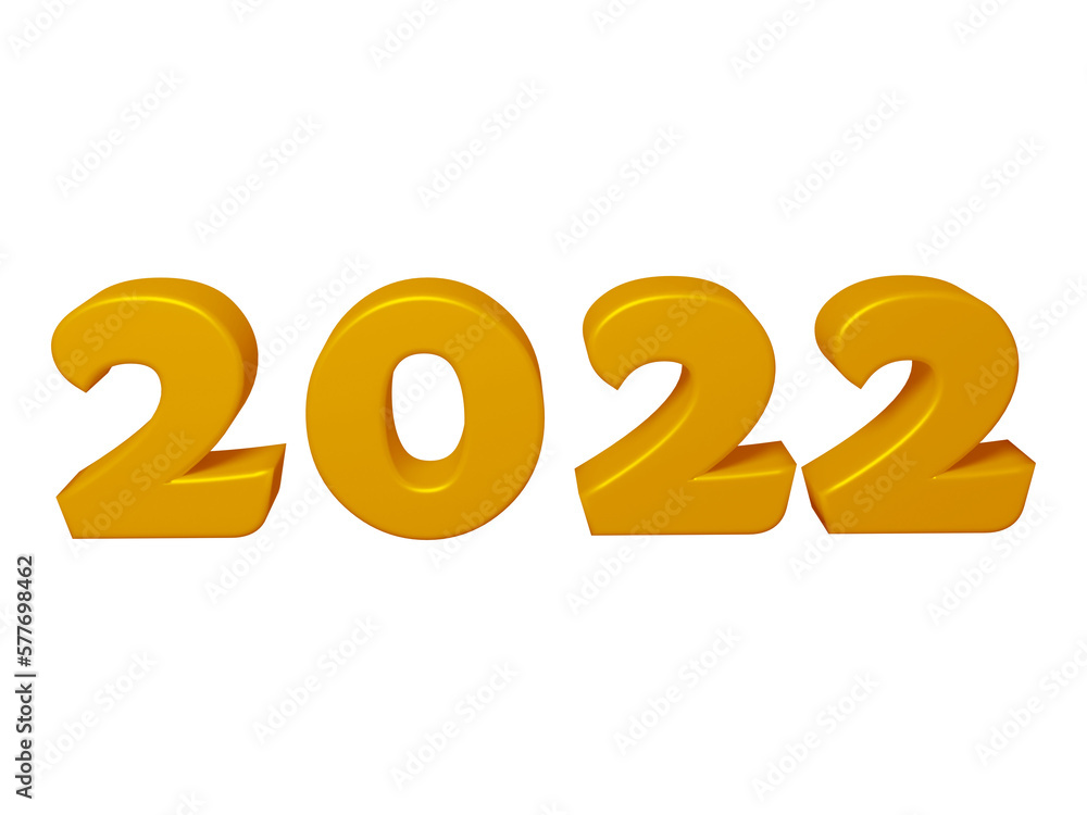 Golden year 2022 in 3d rendering Golden year 2022 in 3d rendering
