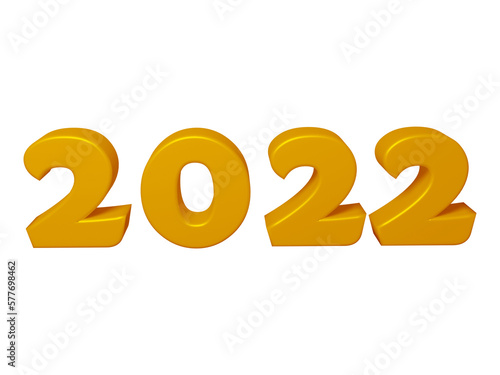 Golden year 2022 in 3d rendering